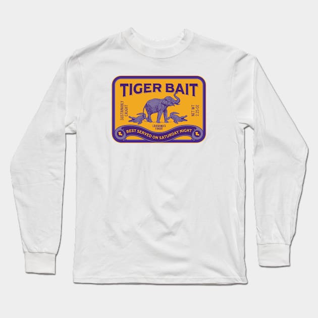 Vintage Tiger Bait Purple and Gold Sardine Tin BR Long Sleeve T-Shirt by SLAG_Creative